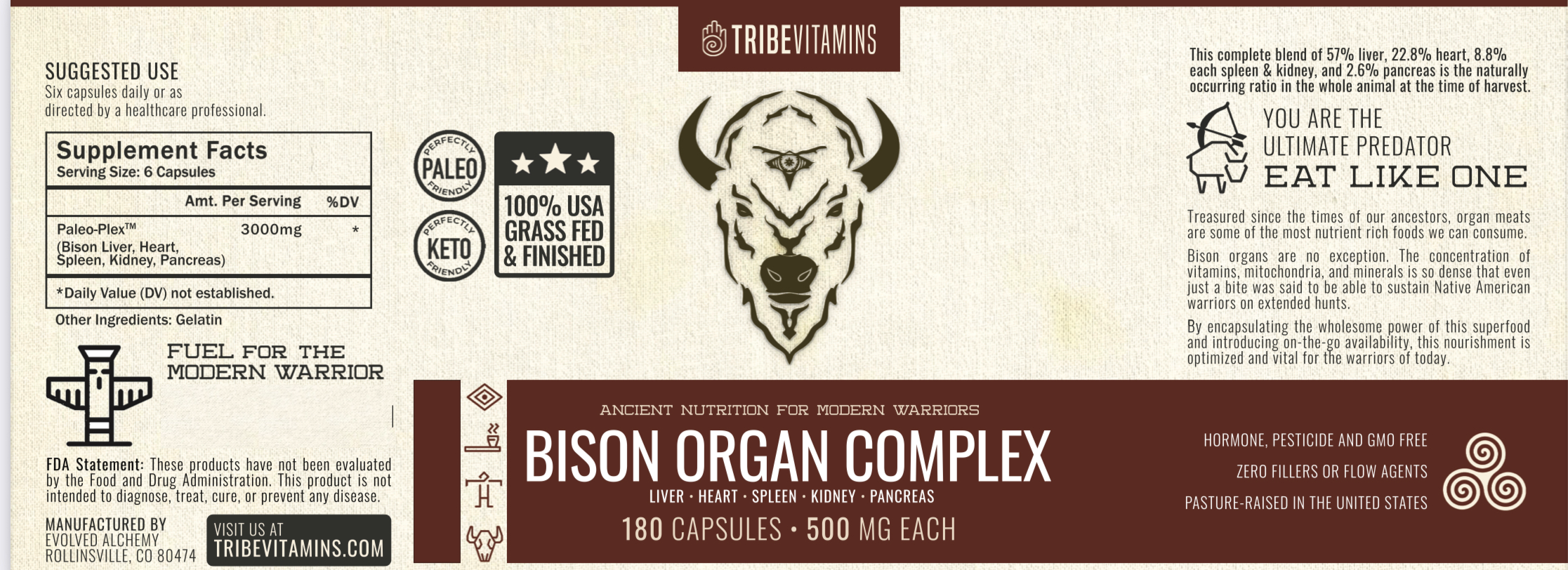 100% Grass-Fed Bison Organ Complex – Tribe Vitamins